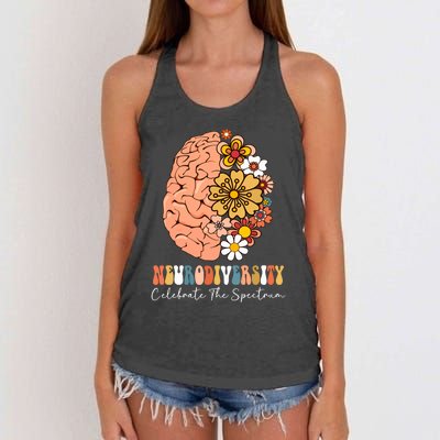 Neurodiversity Celebrate The Spectrum Brain Autism Awareness Women's Knotted Racerback Tank