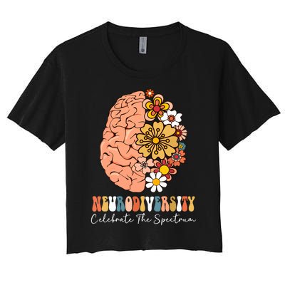 Neurodiversity Celebrate The Spectrum Brain Autism Awareness Women's Crop Top Tee