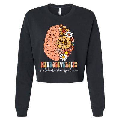 Neurodiversity Celebrate The Spectrum Brain Autism Awareness Cropped Pullover Crew