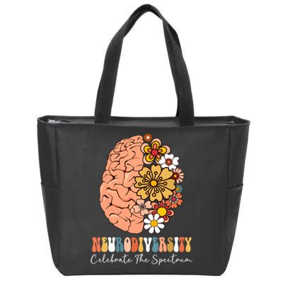 Neurodiversity Celebrate The Spectrum Brain Autism Awareness Zip Tote Bag