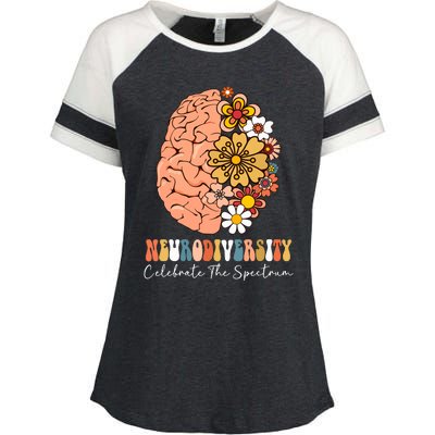 Neurodiversity Celebrate The Spectrum Brain Autism Awareness Enza Ladies Jersey Colorblock Tee