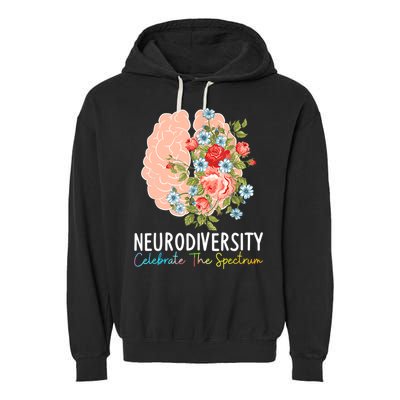 Neurodiversity Celebrate The Spectrum ADHD Brain Autism ASD Garment-Dyed Fleece Hoodie
