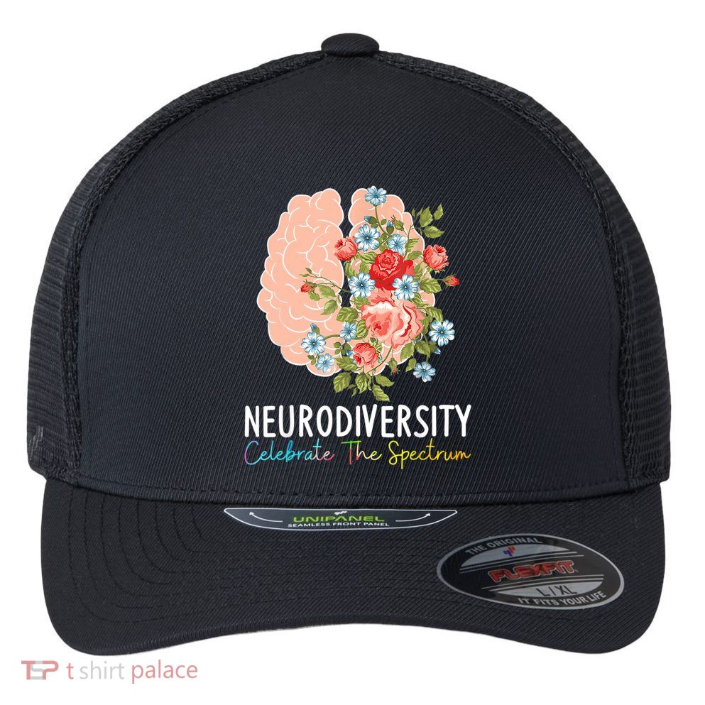 Neurodiversity Celebrate The Spectrum ADHD Brain Autism ASD Flexfit Unipanel Trucker Cap