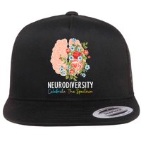 Neurodiversity Celebrate The Spectrum ADHD Brain Autism ASD Flat Bill Trucker Hat