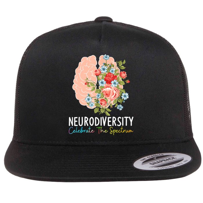 Neurodiversity Celebrate The Spectrum ADHD Brain Autism ASD Flat Bill Trucker Hat
