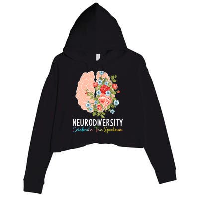 Neurodiversity Celebrate The Spectrum ADHD Brain Autism ASD Crop Fleece Hoodie