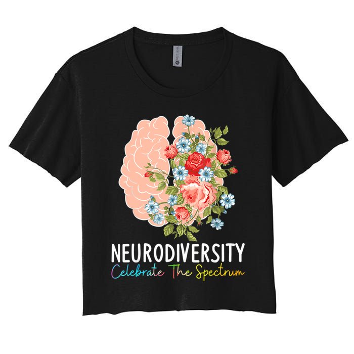 Neurodiversity Celebrate The Spectrum ADHD Brain Autism ASD Women's Crop Top Tee