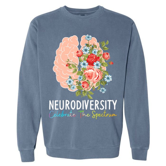 Neurodiversity Celebrate The Spectrum ADHD Brain Autism ASD Garment-Dyed Sweatshirt
