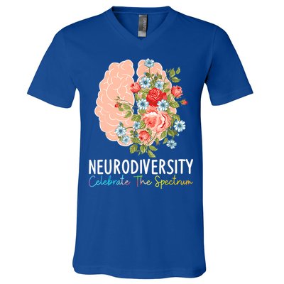 Neurodiversity Celebrate The Spectrum ADHD Brain Autism ASD V-Neck T-Shirt
