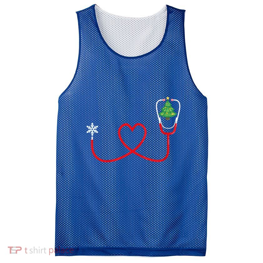 Nurse Christmas Tree Snow Flake Stethoscope X Mas Gifts Mesh Reversible Basketball Jersey Tank
