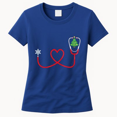 Nurse Christmas Tree Snow Flake Stethoscope X Mas Gifts Womens T-Shirt
