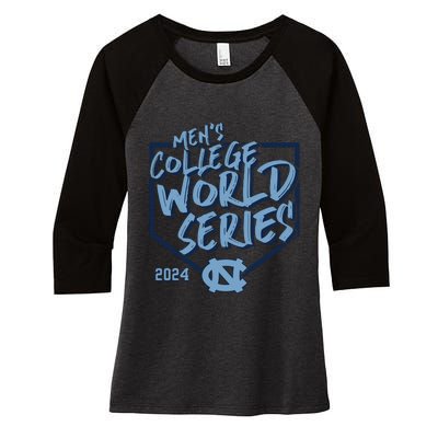 N.O.R.T.H C.A.R.O.L.I.N.A Tar Heels Fanatics 2024 Baseball College Women's Tri-Blend 3/4-Sleeve Raglan Shirt