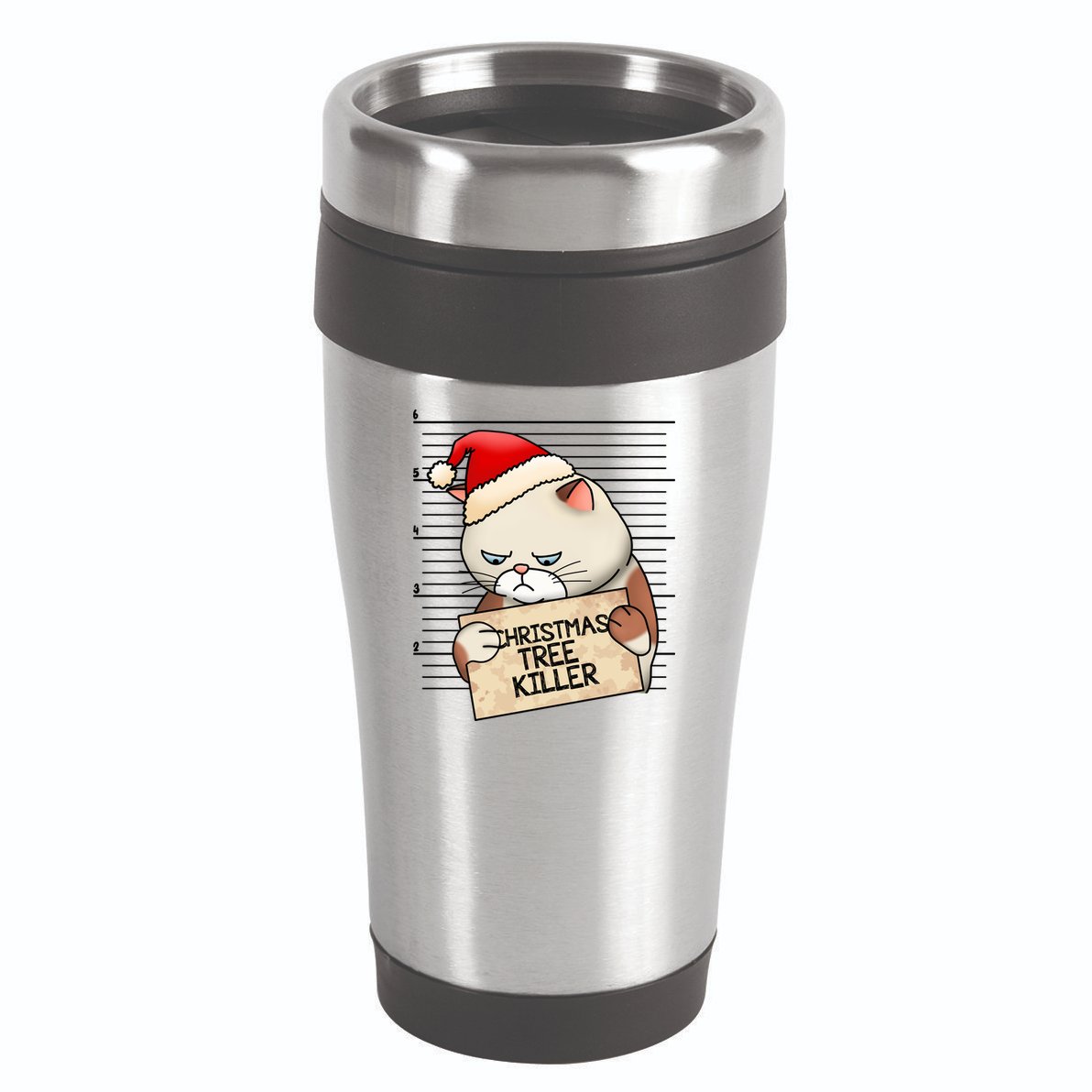 Naughty Christmas Tree Cat Gift 16oz Travel Tumbler