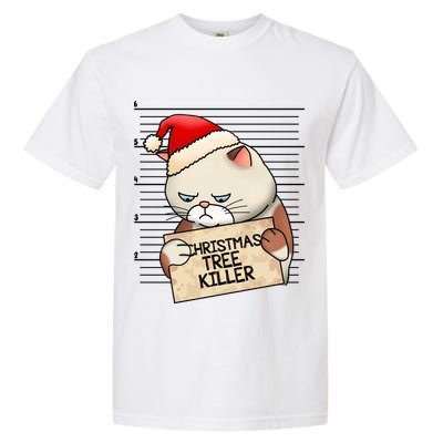 Naughty Christmas Tree Cat Gift Garment-Dyed Heavyweight T-Shirt