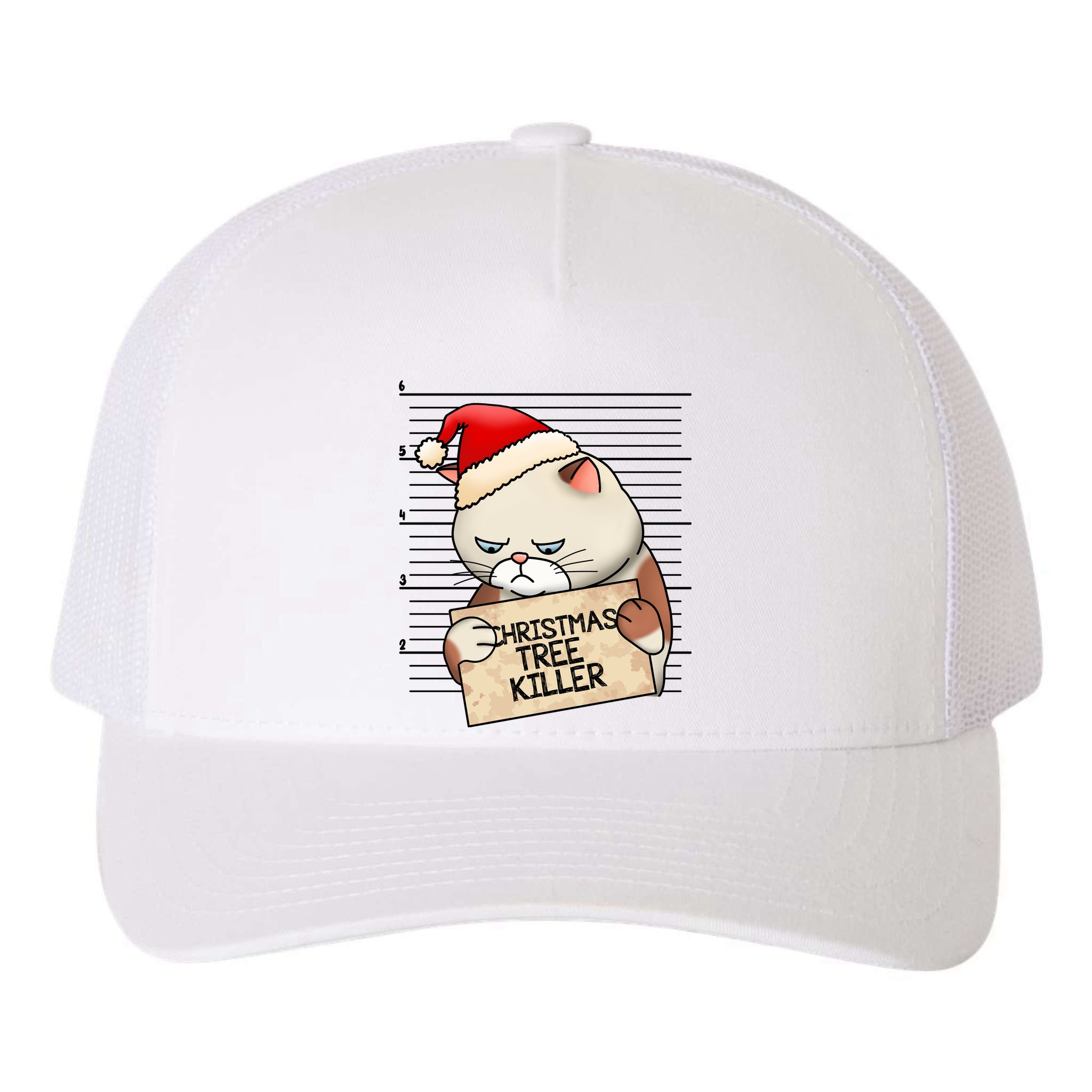 Naughty Christmas Tree Cat Gift Yupoong Adult 5-Panel Trucker Hat