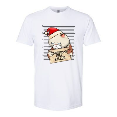 Naughty Christmas Tree Cat Gift Softstyle® CVC T-Shirt