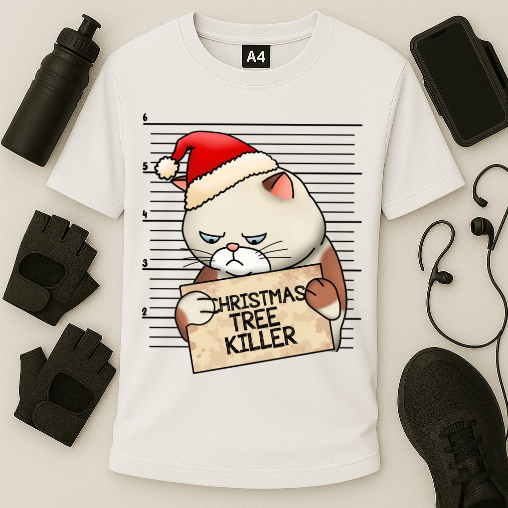 Naughty Christmas Tree Cat Gift Performance Shirt