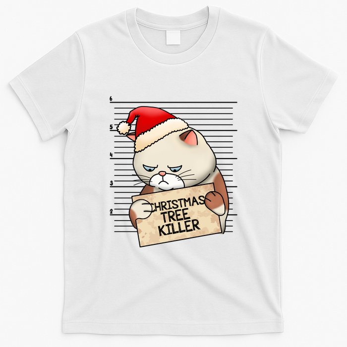 Naughty Christmas Tree Cat Gift T-Shirt