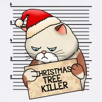 Naughty Christmas Tree Cat Gift V-Neck T-Shirt