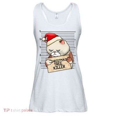 Naughty Christmas Tree Cat Gift Ladies Essential Flowy Tank