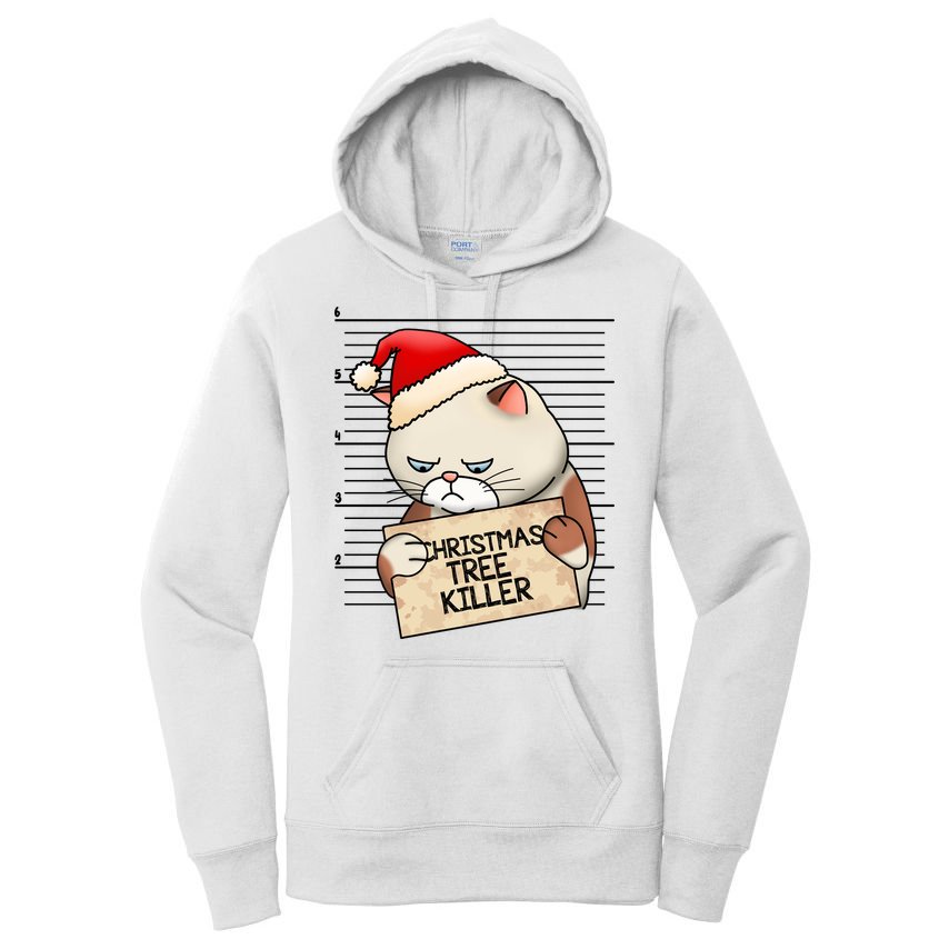 Naughty Christmas Tree Cat Gift Women's Pullover Hoodie