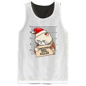 Naughty Christmas Tree Cat Gift Mesh Reversible Basketball Jersey Tank