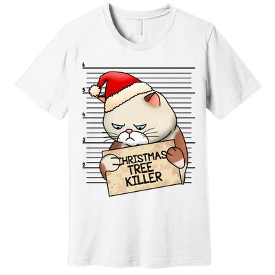 Naughty Christmas Tree Cat Gift Premium T-Shirt