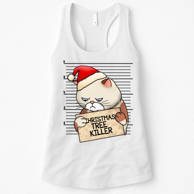 Naughty Christmas Tree Cat Gift Womens Tank Top
