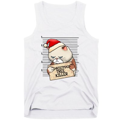 Naughty Christmas Tree Cat Gift Tank Top