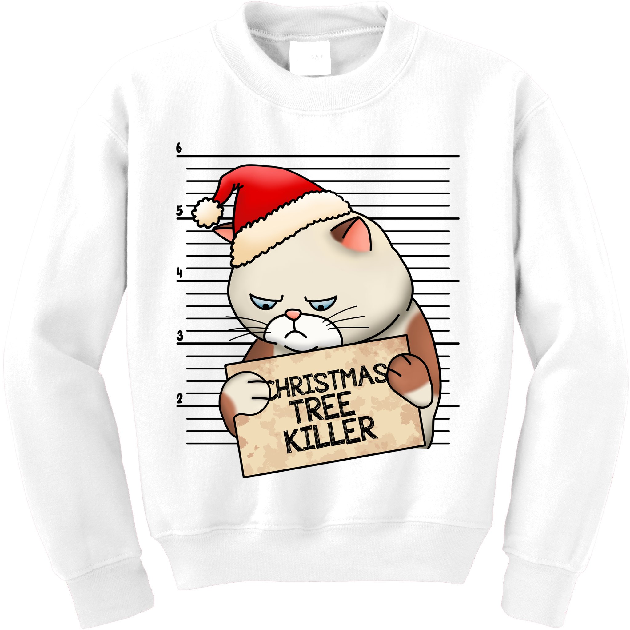 Naughty Christmas Tree Cat Gift Kids Sweatshirt