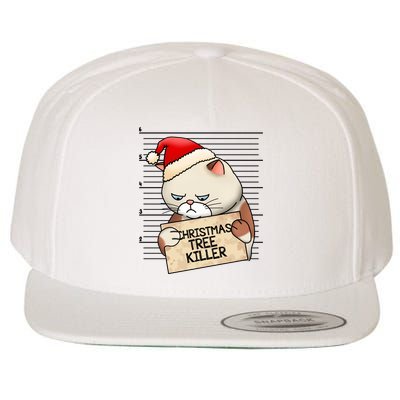 Naughty Christmas Tree Cat Gift Wool Snapback Cap