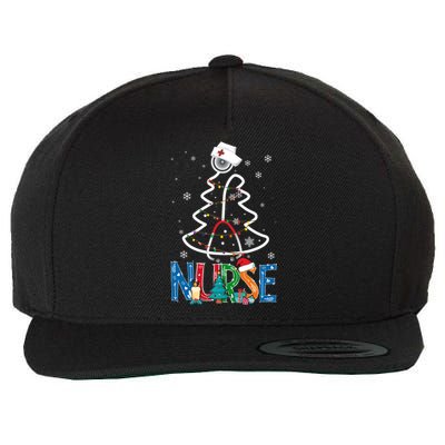 Nurse Christmas Tree Christmas Scrub Nursing Xmas Nurse Gift Wool Snapback Cap