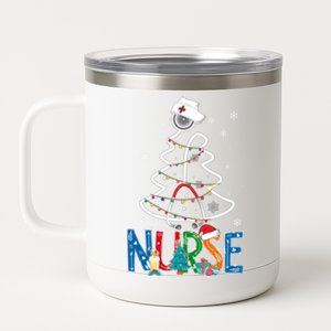 Nurse Christmas Tree Christmas Scrub Nursing Xmas Nurse Gift 12 oz Stainless Steel Tumbler Cup