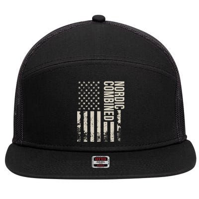 Nordic Combined Us Flag Retro 7 Panel Mesh Trucker Snapback Hat