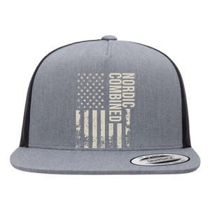 Nordic Combined Us Flag Retro Flat Bill Trucker Hat