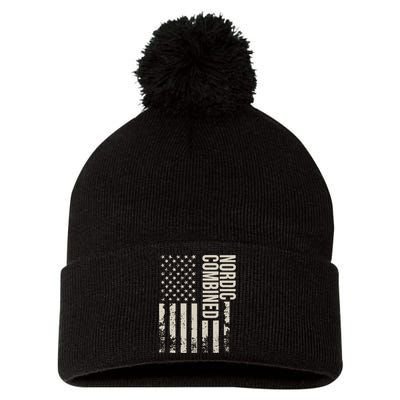 Nordic Combined Us Flag Retro Pom Pom 12in Knit Beanie