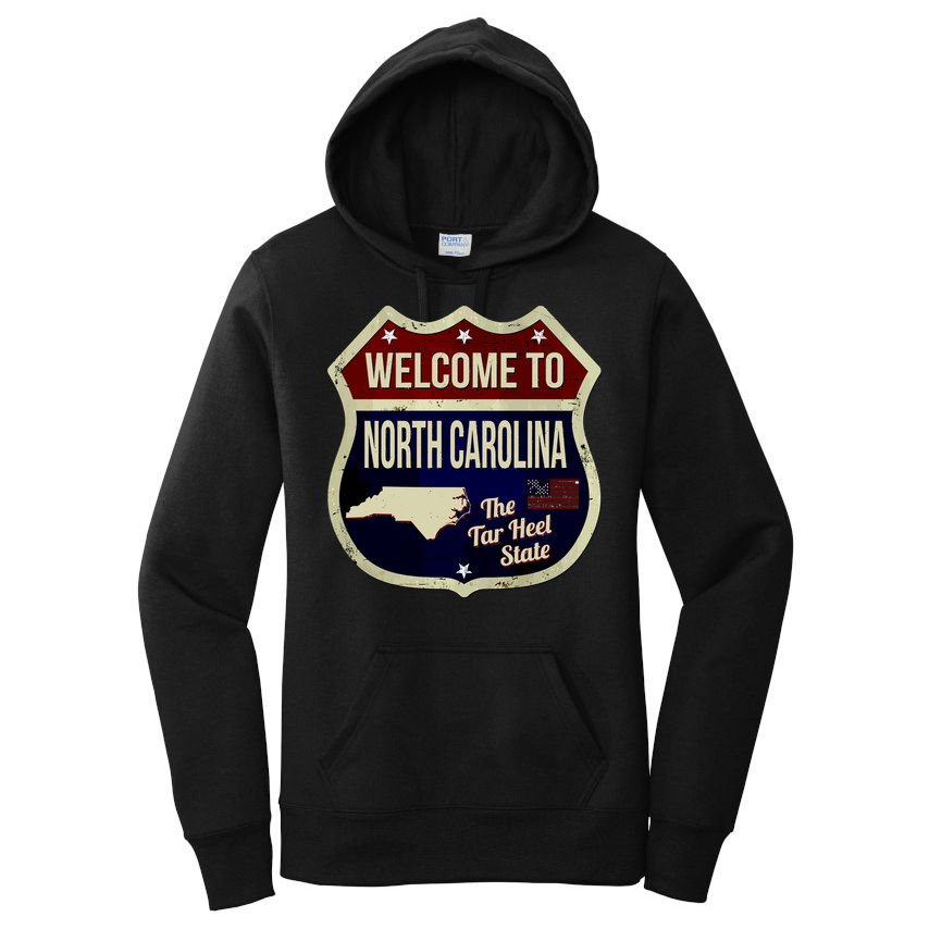 North Carolina Vintage Metal Road Sign Logo Women's Pullover Hoodie