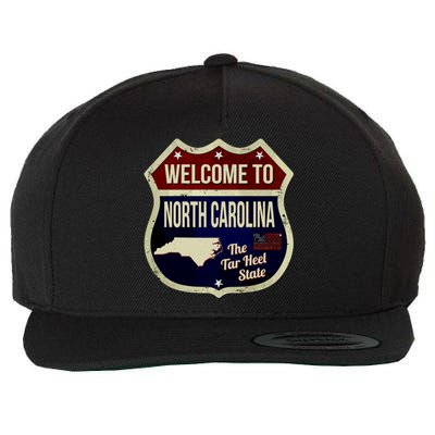 North Carolina Vintage Metal Road Sign Logo Wool Snapback Cap