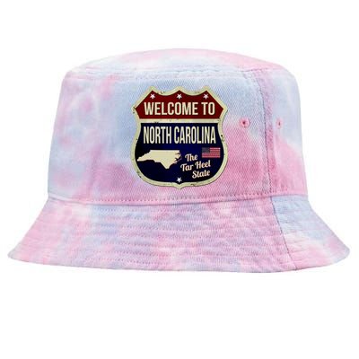 North Carolina Vintage Metal Road Sign Logo Tie-Dyed Bucket Hat