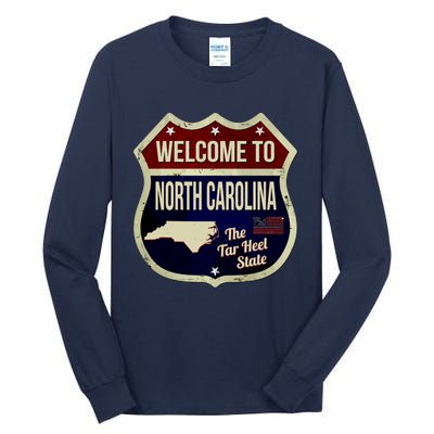 North Carolina Vintage Metal Road Sign Logo Tall Long Sleeve T-Shirt