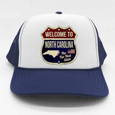 North Carolina Vintage Metal Road Sign Logo Trucker Hat