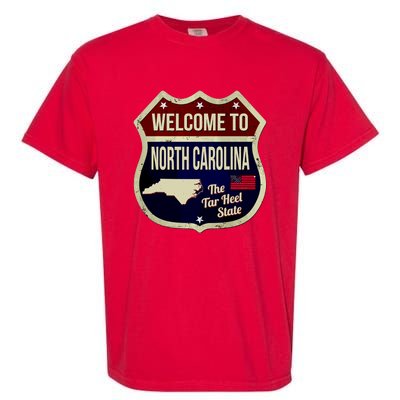 North Carolina Vintage Metal Road Sign Logo Garment-Dyed Heavyweight T-Shirt