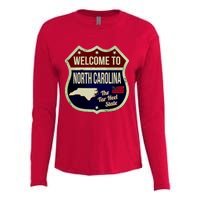 North Carolina Vintage Metal Road Sign Logo Womens Cotton Relaxed Long Sleeve T-Shirt