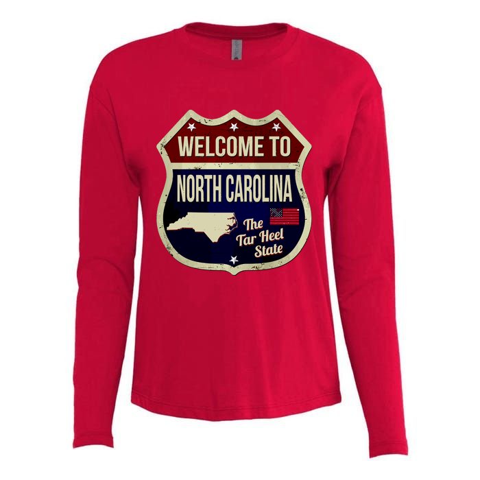 North Carolina Vintage Metal Road Sign Logo Womens Cotton Relaxed Long Sleeve T-Shirt