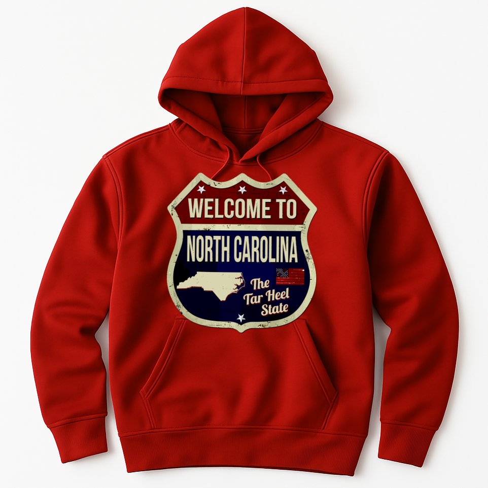 North Carolina Vintage Metal Road Sign Logo Hoodie