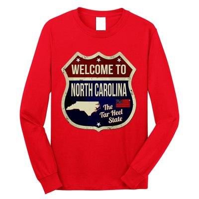 North Carolina Vintage Metal Road Sign Logo Long Sleeve Shirt