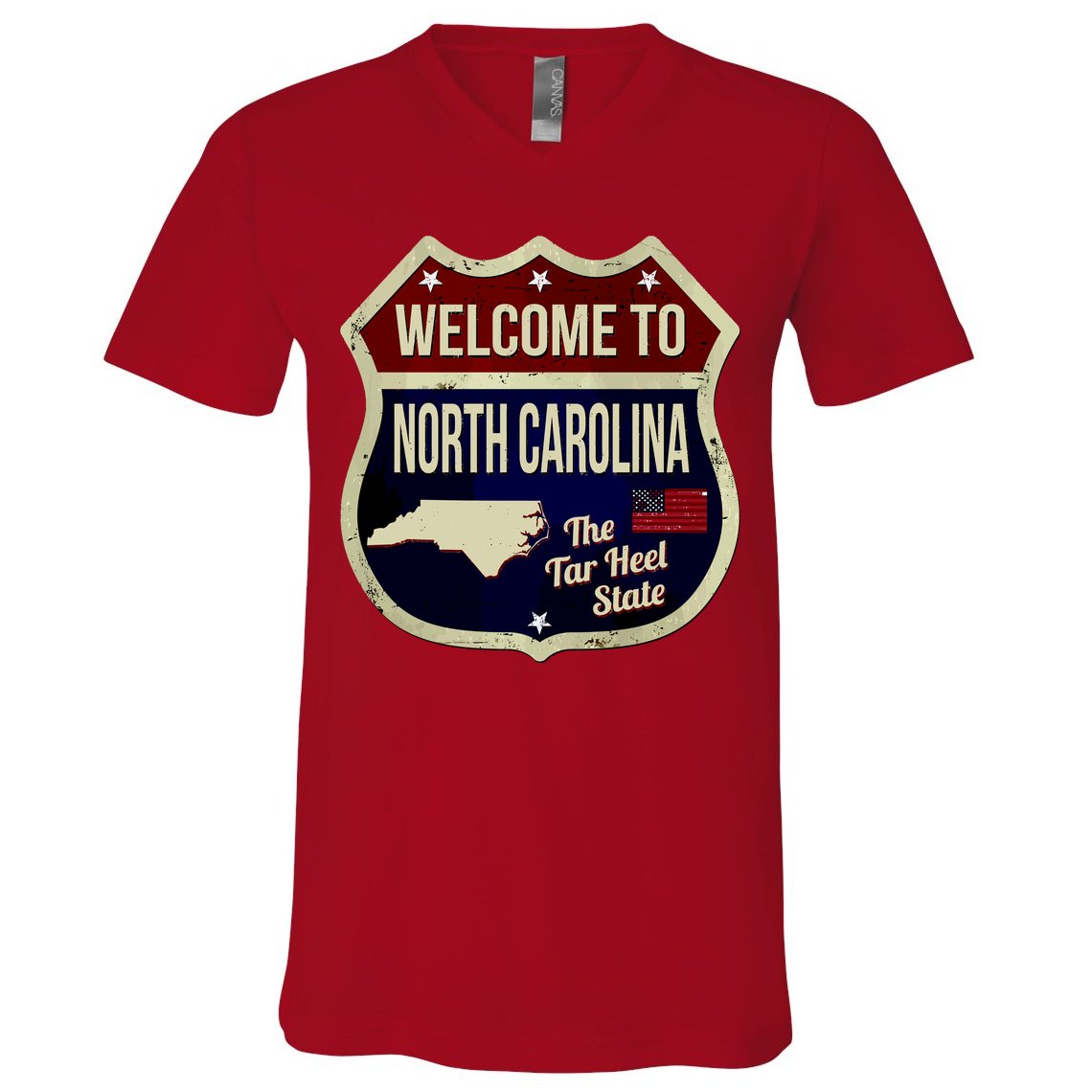 North Carolina Vintage Metal Road Sign Logo V-Neck T-Shirt