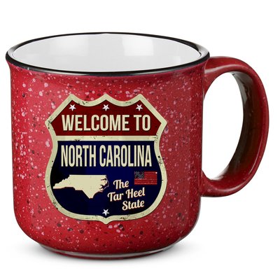 North Carolina Vintage Metal Road Sign Logo 15oz Campfire Ceramic Mug