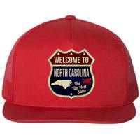 North Carolina Vintage Metal Road Sign Logo Flat Bill Trucker Hat