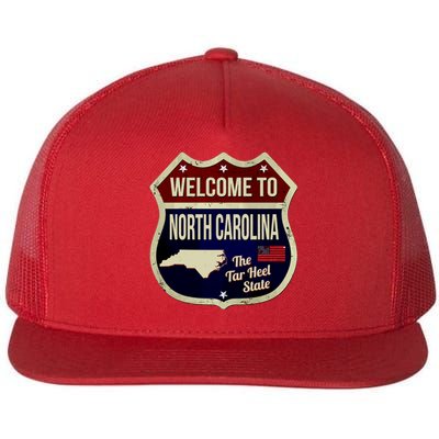 North Carolina Vintage Metal Road Sign Logo Flat Bill Trucker Hat